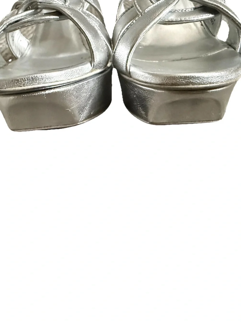 Yves Saint Laurent Metallic Silver Tribute Stiletto Heels Sandals Size 36/6